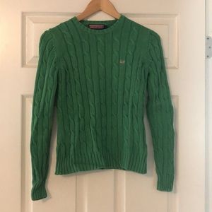 Like-New Vineyard Vines Green Cable Sweater